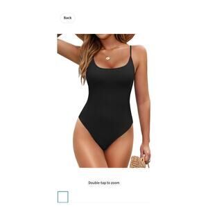1 Piece Womens High Cut Swimsuit Stretchy Black Small Scoop Neck Cheeky